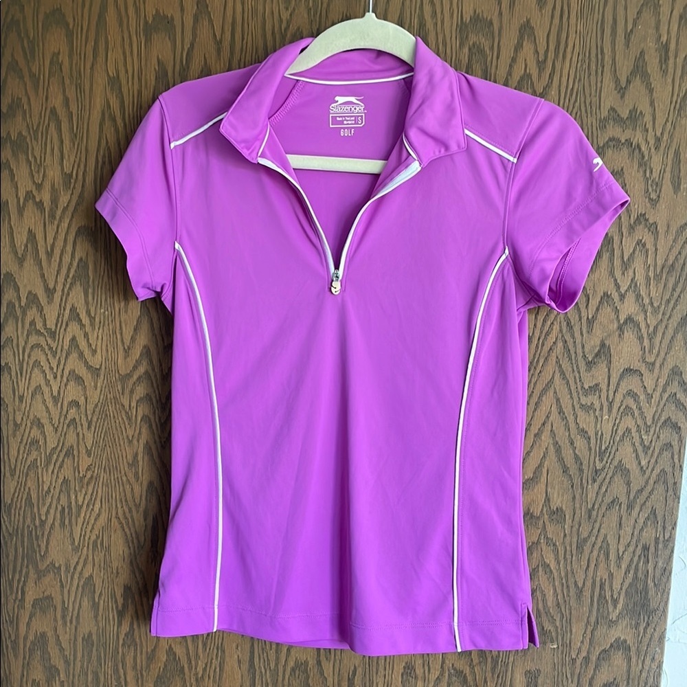 Slazenger Women’s Pink Golf Polo - Short Sleeve Zip Collar